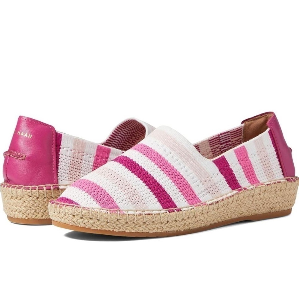NIB Cole Haan Cloudfeel Stitchlite Espadrille Flat in Pink Stripe